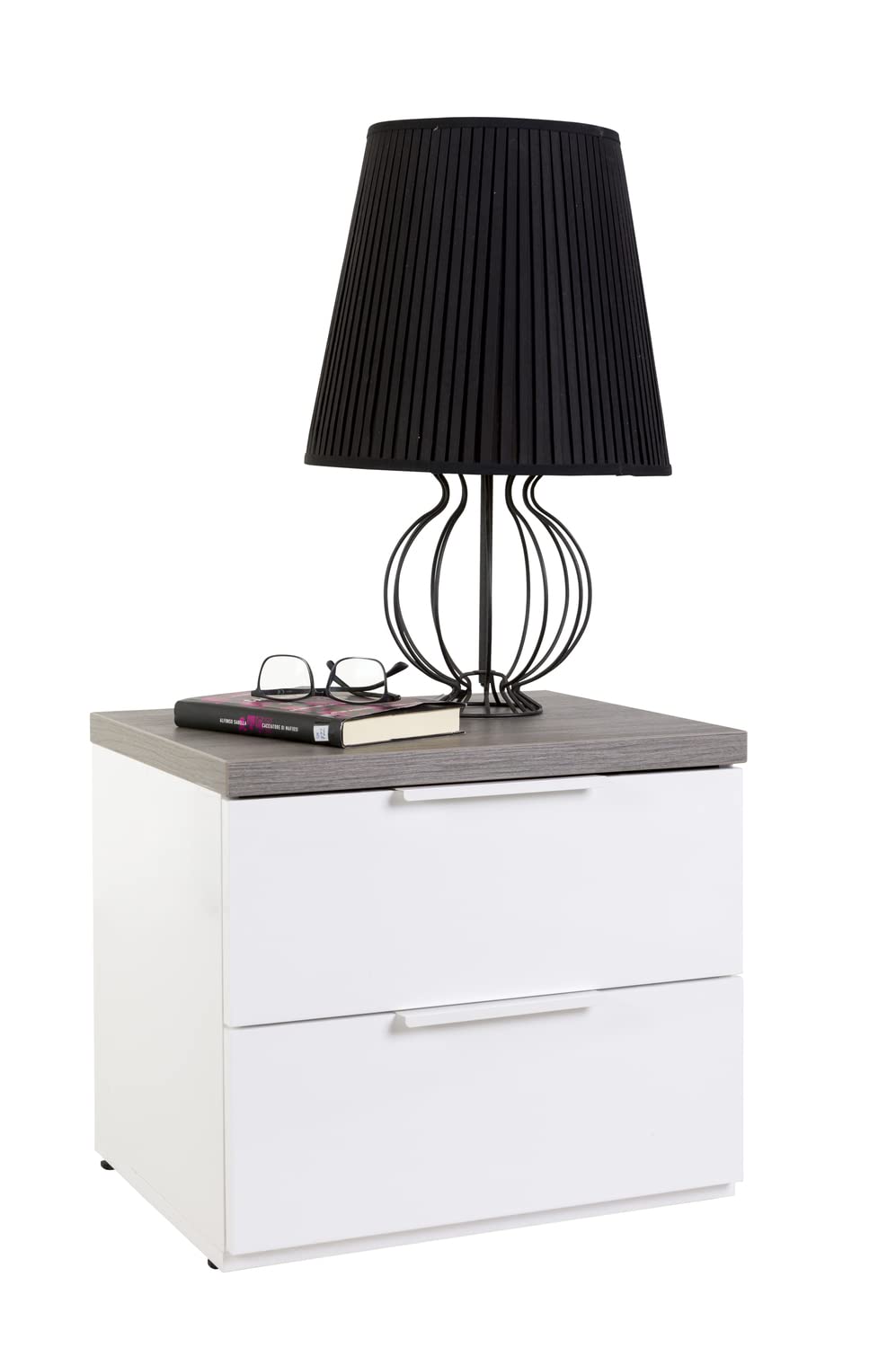 Composad Mundi Bedroom comodino 2 cassetti rovere bianco