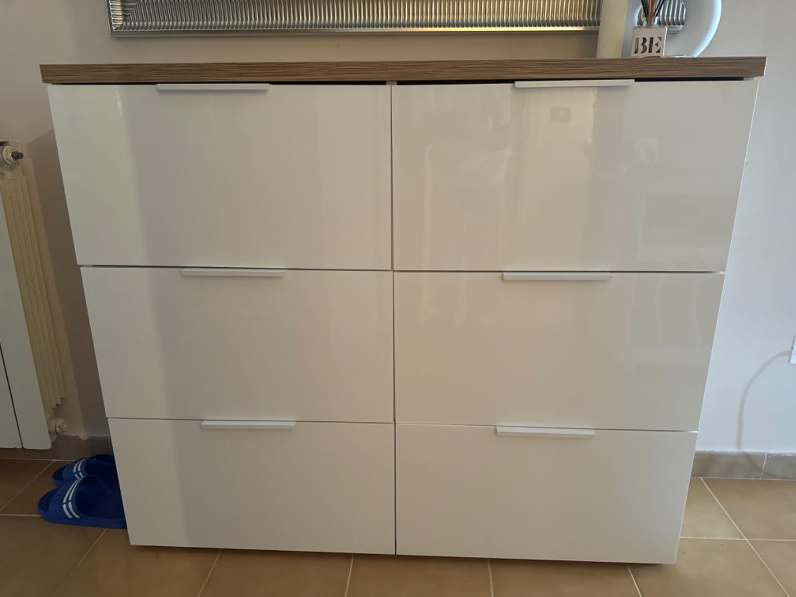 Composad Mundi 6 ribalte scarpiera rovere bianco 120 cm