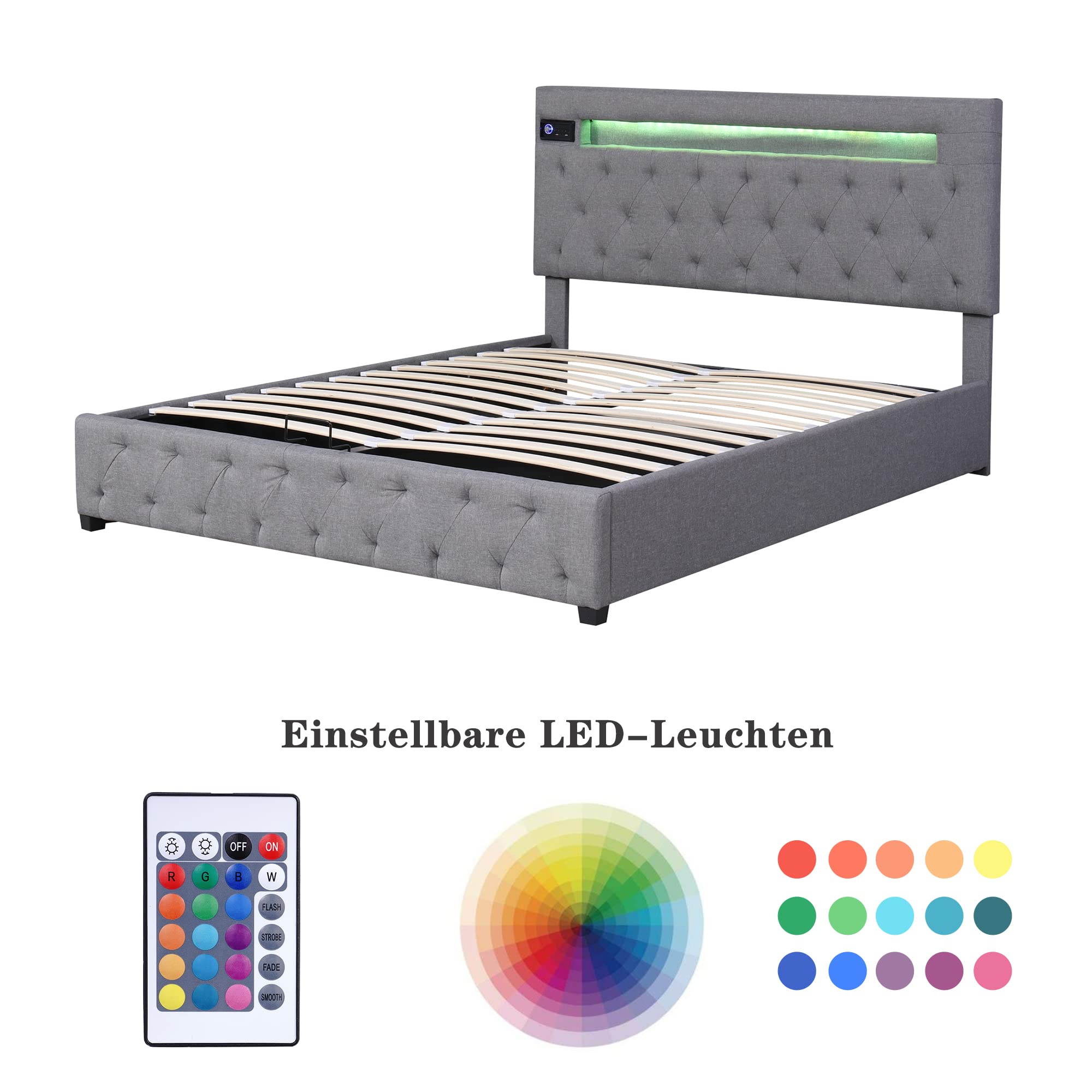 Dolamaní Letto contenitore 140x200 lino grigio