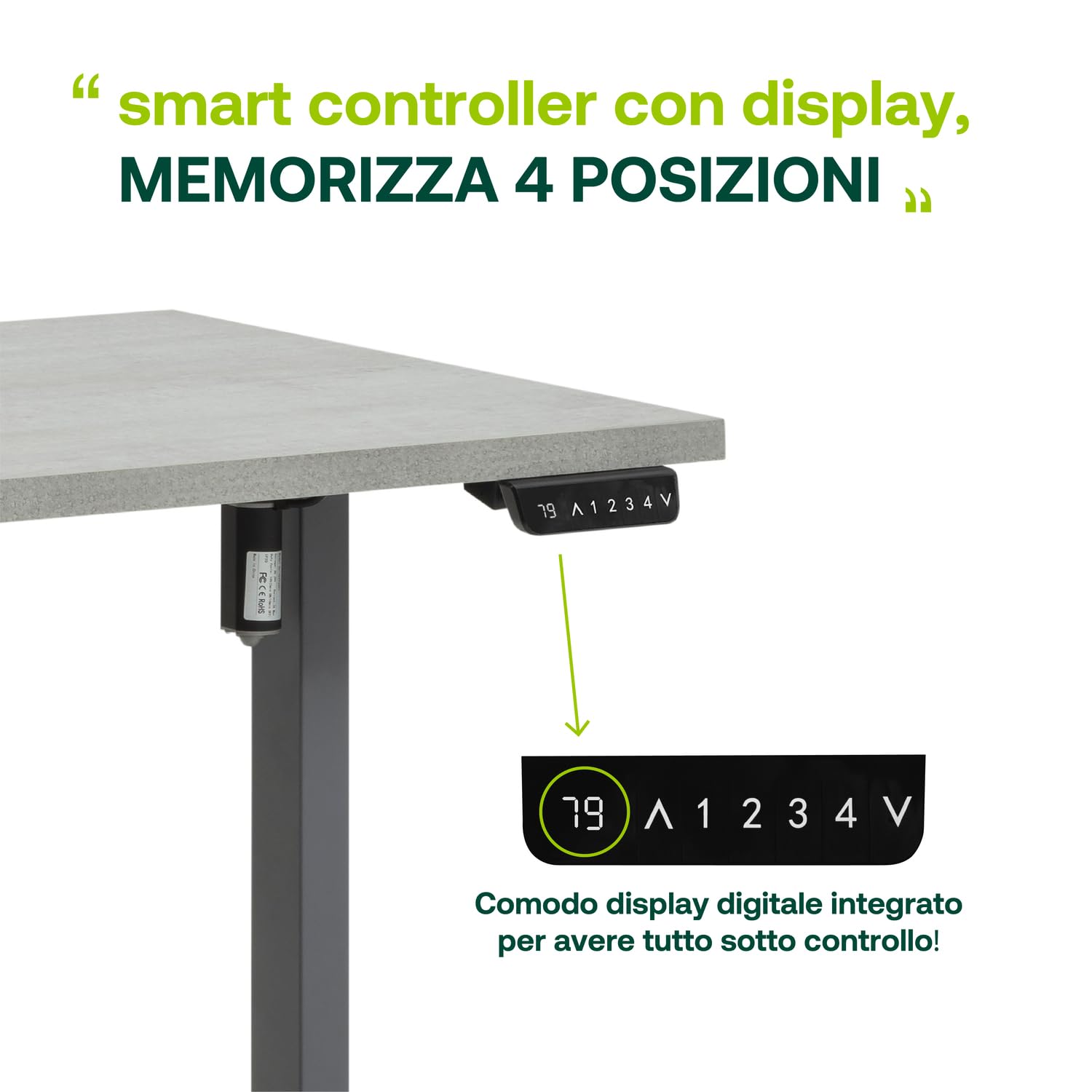 Composad Energia scrivania altezza regolabile 150x69 grigio cemento