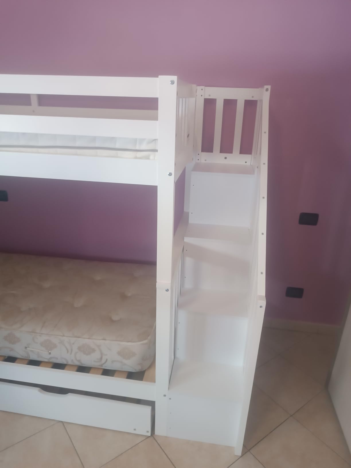 Dolamaní letto soppalco bambini 90x200 bianco estraibile