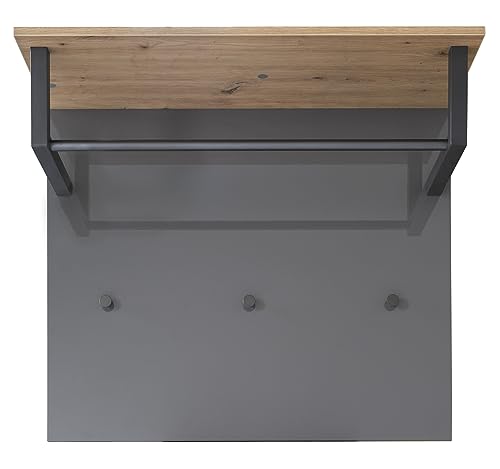 Composad Galaverna Appendiabiti da Muro 3 Ganci Grigio Titanio 82 cm