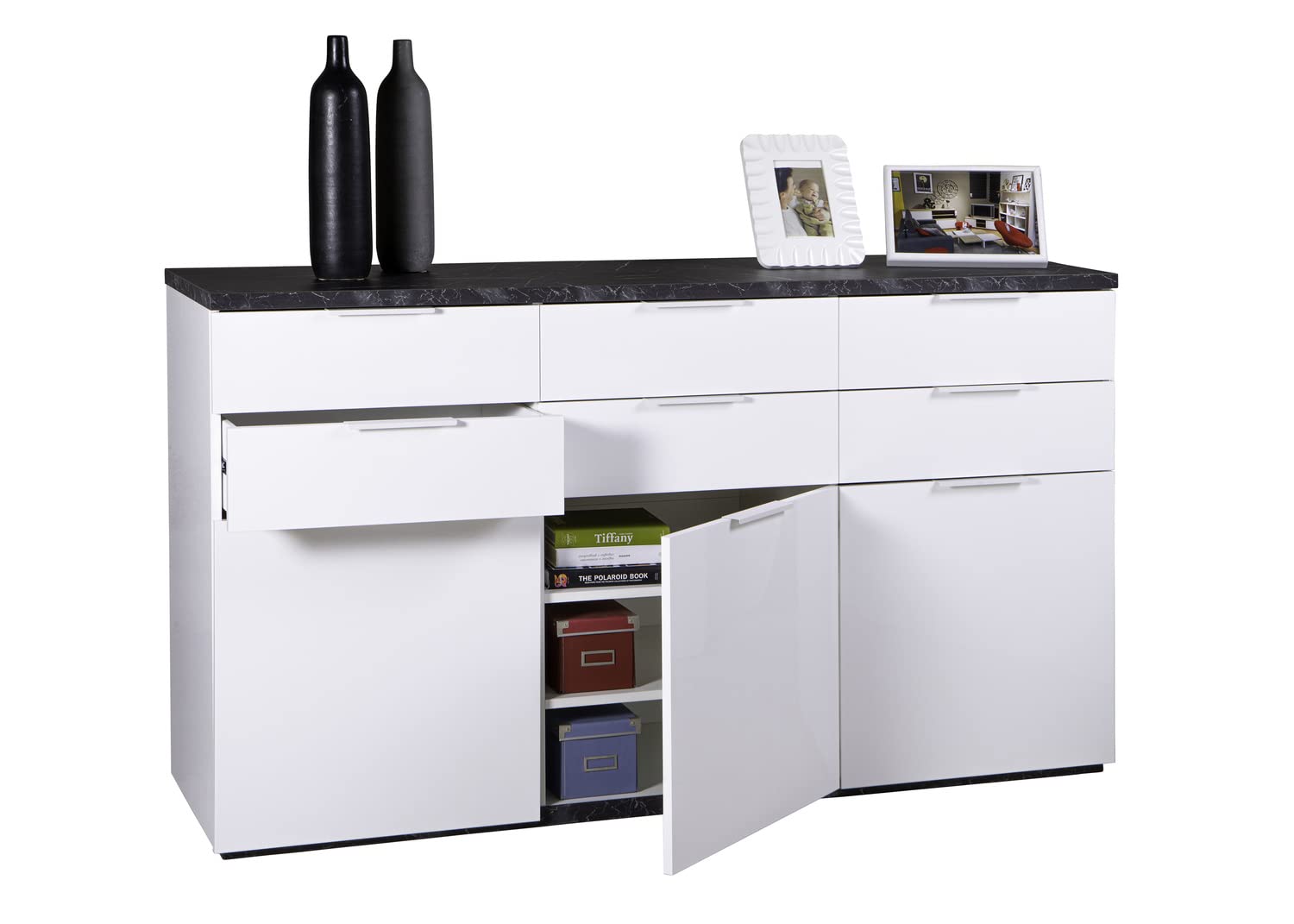 Composad Mundi Credenza 6 Cassetti 3 Ante Marmo Zebra Bianco