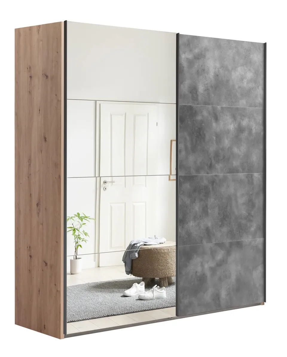 Composad Systema armadio 2 ante scorrevoli 200 specchio rovere miele