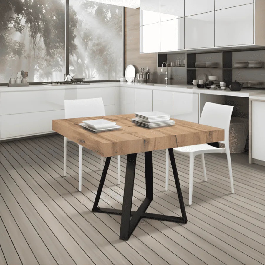 Epocantica Tavolo Allungabile 95x90 4-6 Posti Base Nera