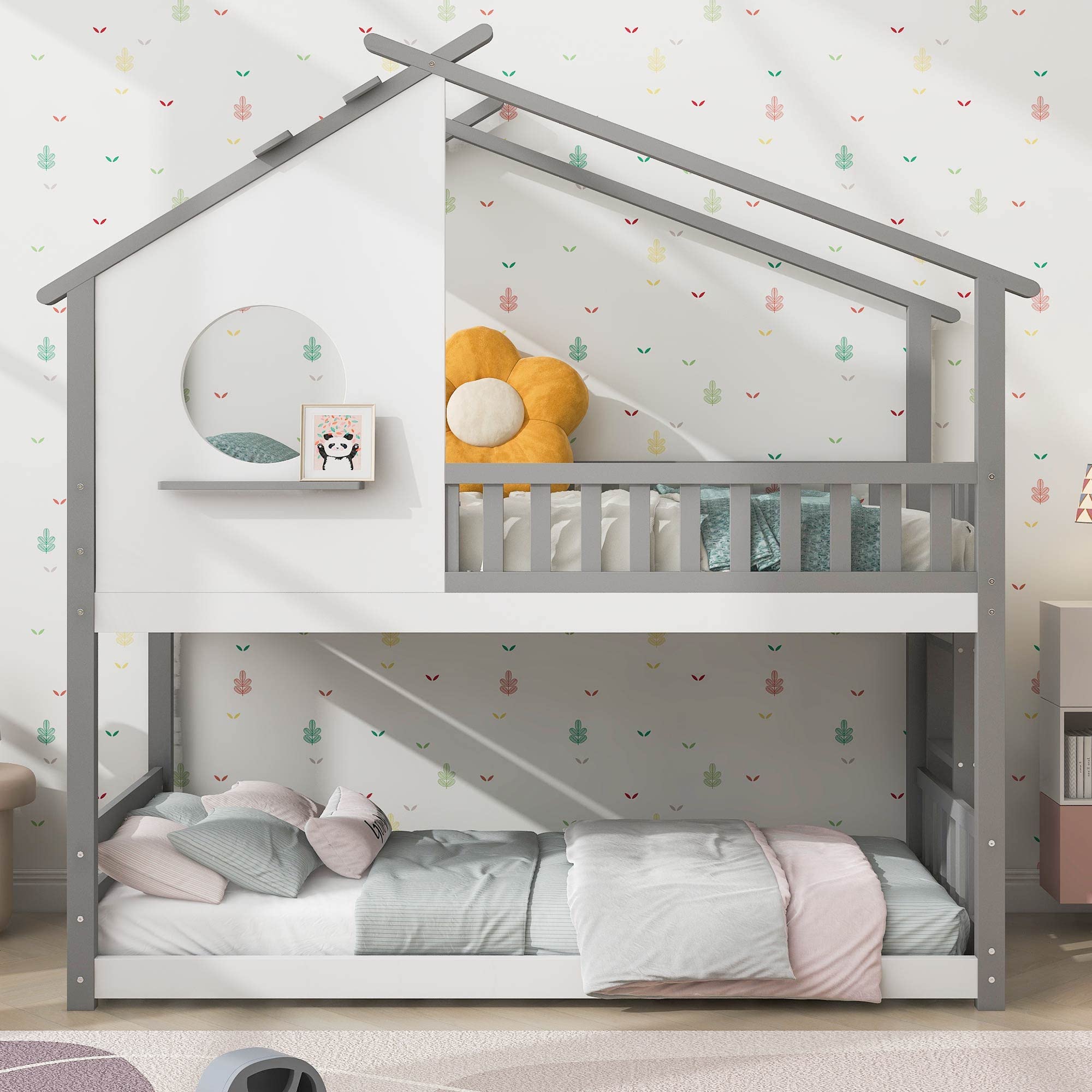 Dolamaní Letto a castello bambini 90x200 grigio bianco
