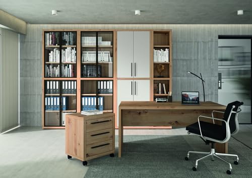 Composad Rilega Ufficio Completo Set 6 Mobili Rovere Mielato Bianco