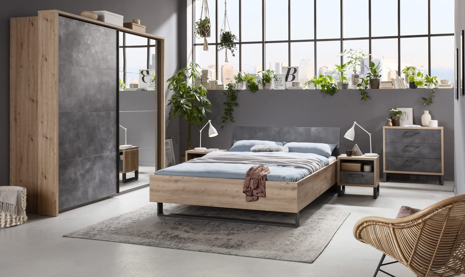 Composad LaFabrica Comodino 1 Cassetto Rovere Grigio Pietra