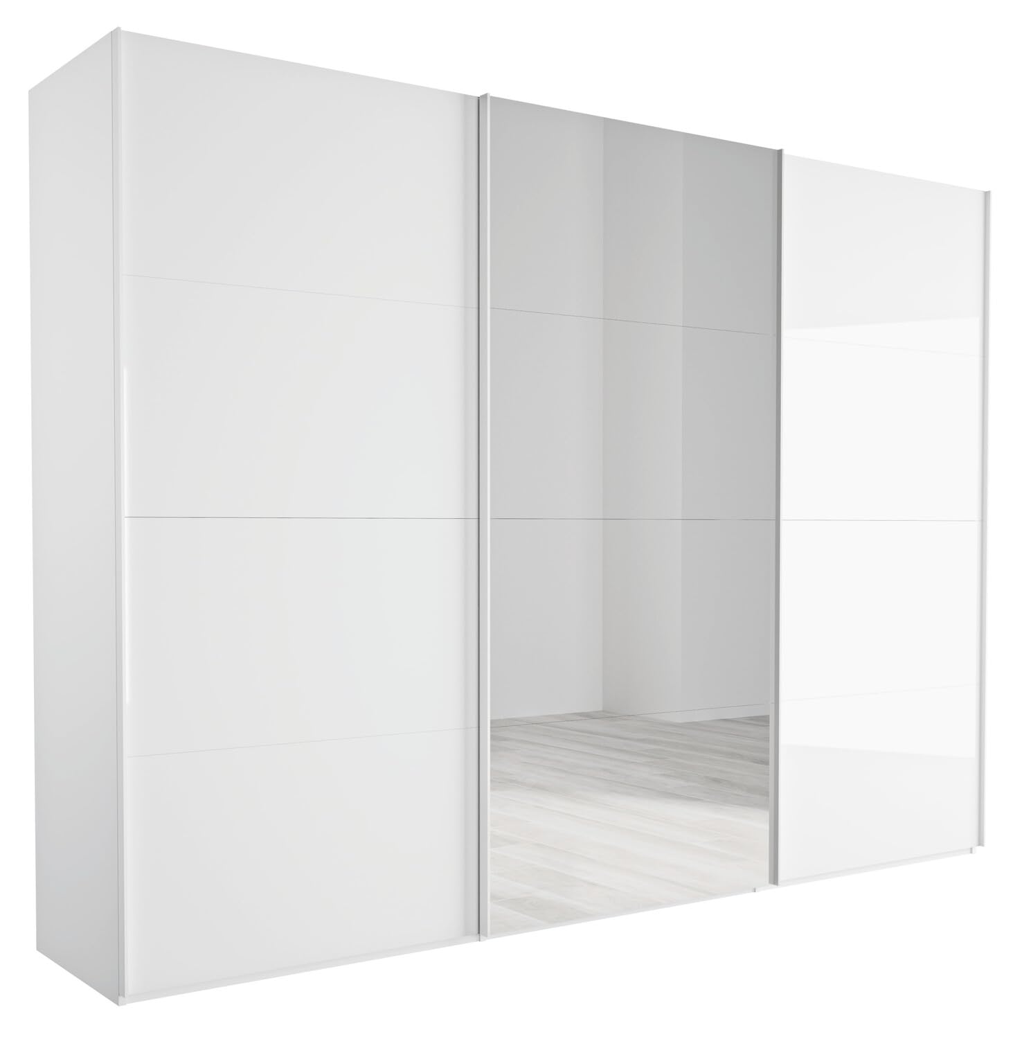 Composad Systema Armadio 3 Ante 1 Specchio Bianco Laccato 304cm