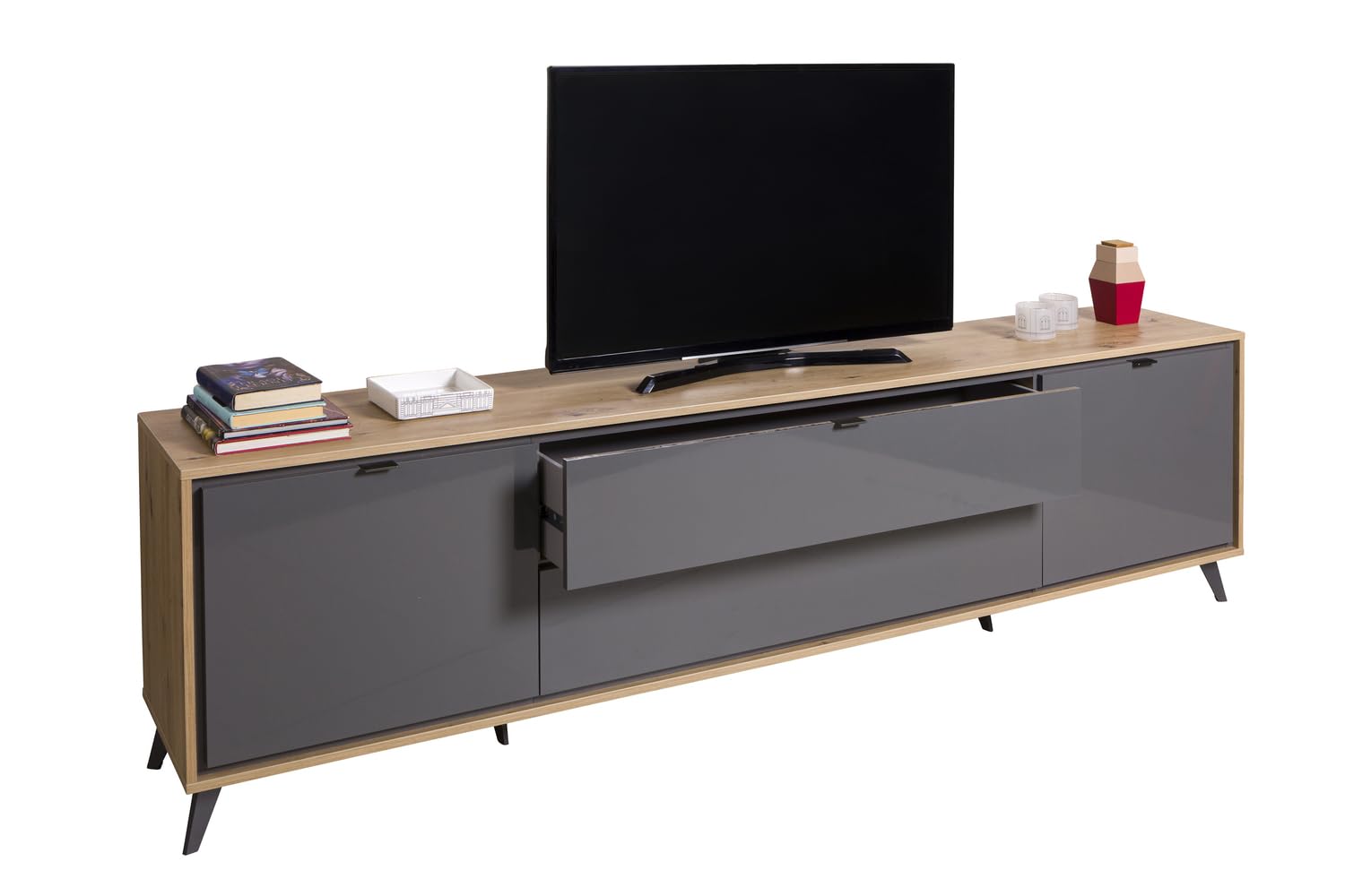 COMPOSAD Cornice Mobile Porta TV 2 Ante 2 Cassetti Rovere