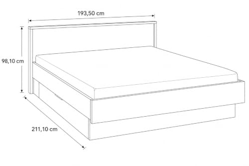 Composad Mundi Letto Contenitore 180x200 Rovere Mielato Bianco
