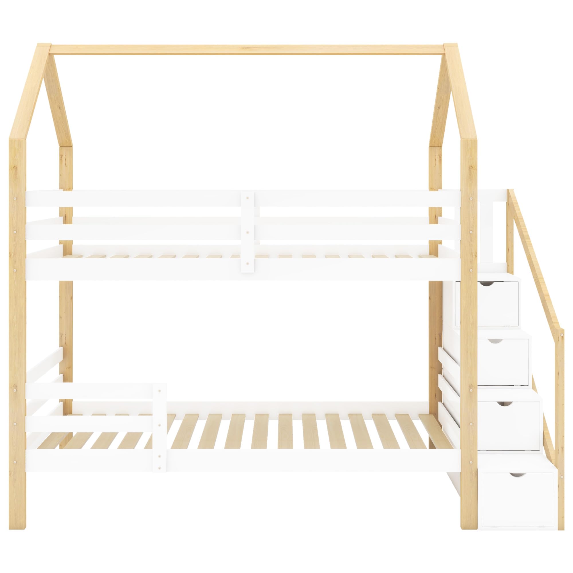 Dolamaní Letto a castello 90x200 naturale con cassetti
