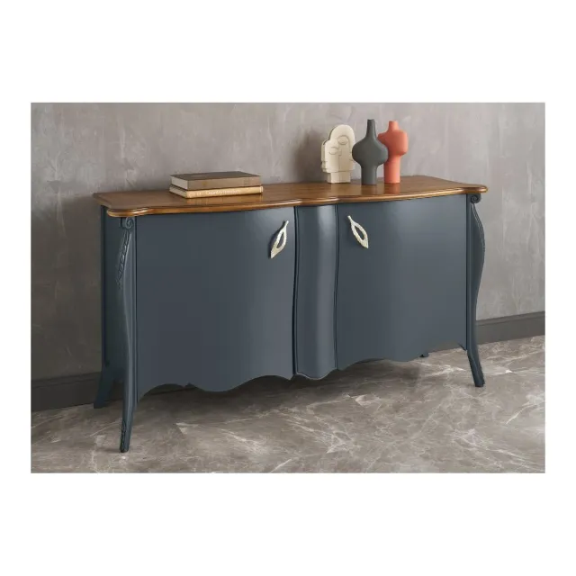Epocantica credenza intagliata 2 ante con carrello