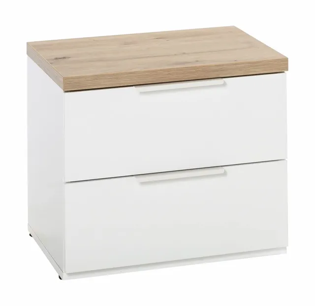 Composad Mundi Bedroom comodino 2 cassetti bianco rovere miele