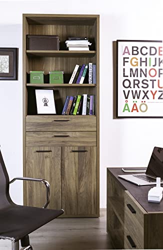 Composad Davinci Brera libreria alta 2 ante 2 cassetti noce