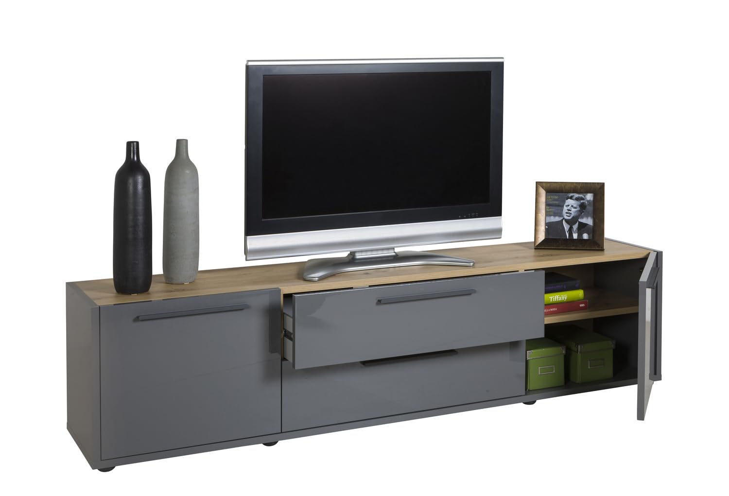 COMPOSAD Riserva Mobile Porta TV 2 Ante 1 Cassetto Rovere
