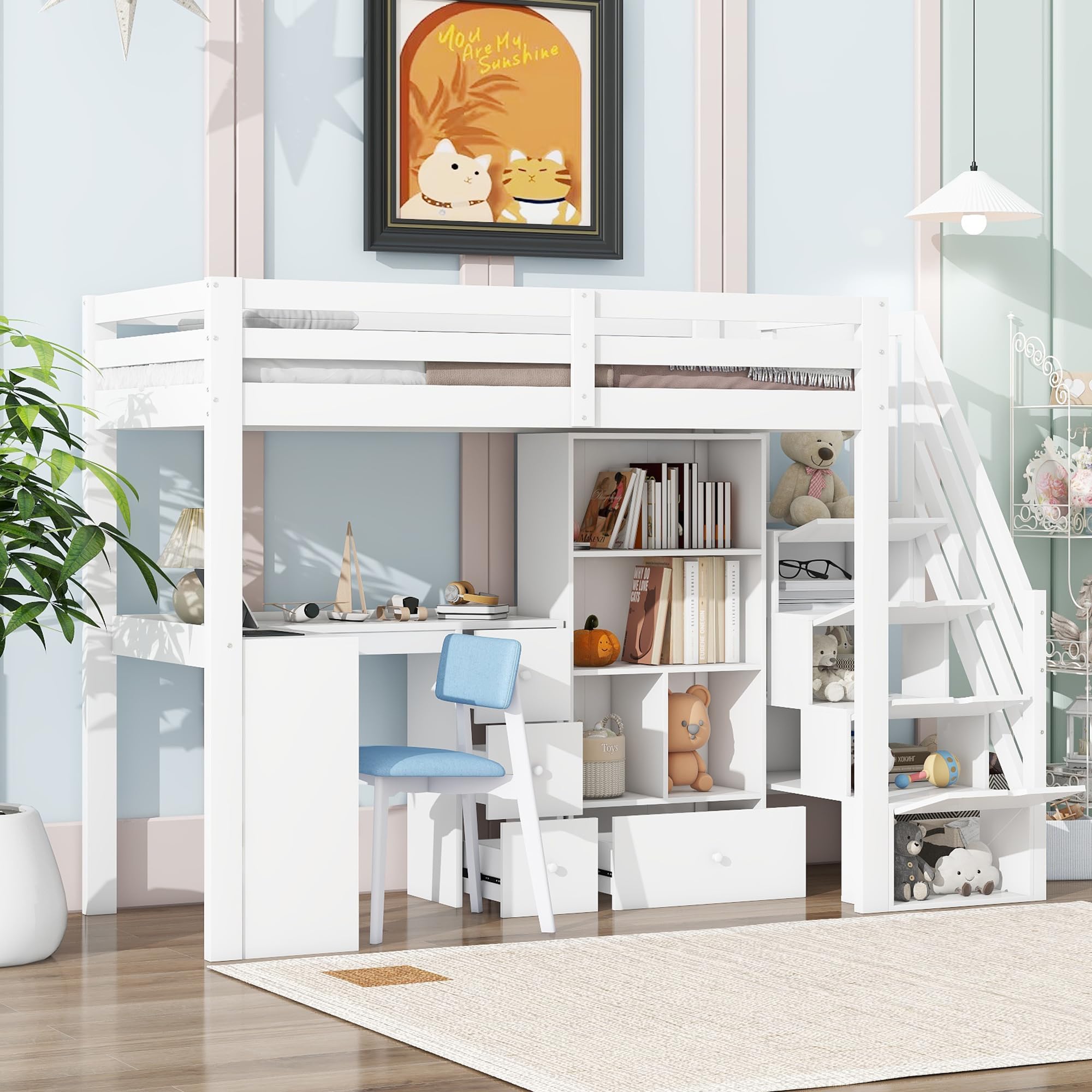 Dolamaní Soppalco Bianco 90x200 con Scrivania Legno