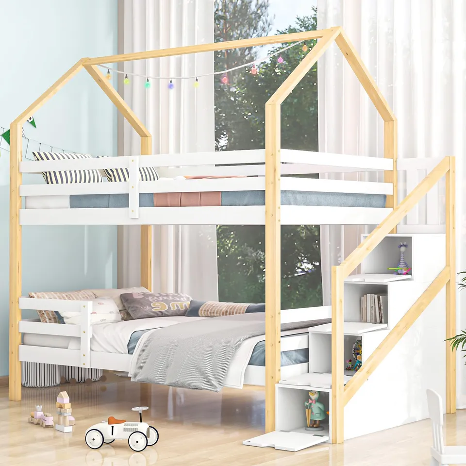 Dolamaní Letto a castello 90x200 naturale con cassetti