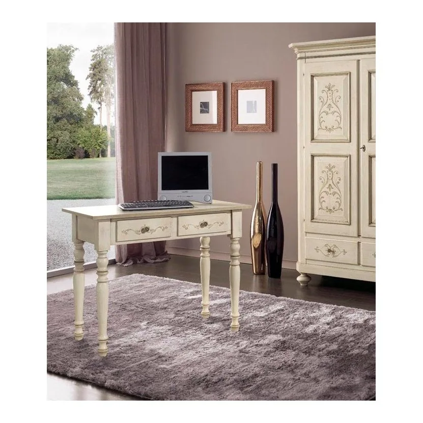 Epocantica Decorato scrittoio 2 cassetti 105 cm avorio