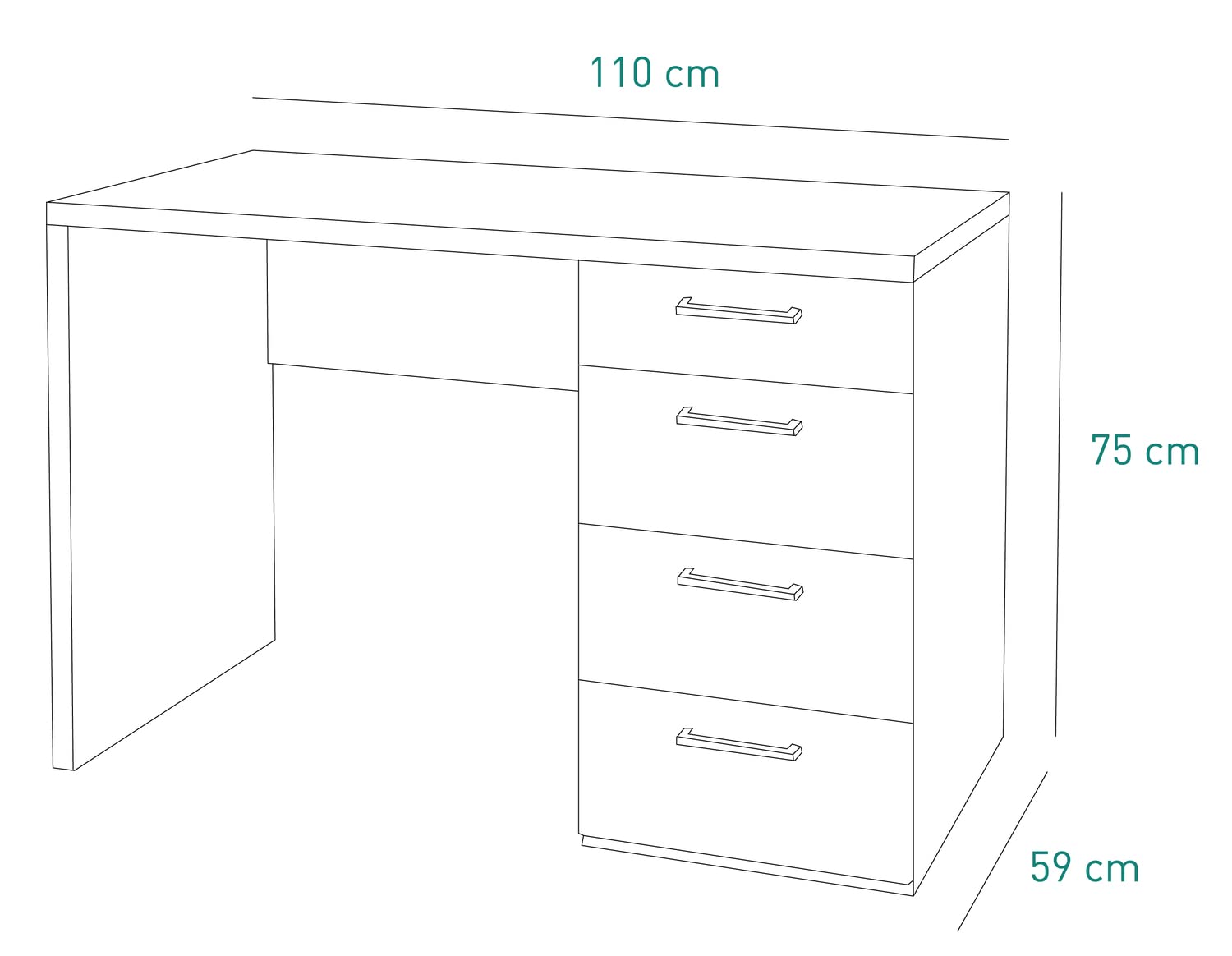 Composad Moneta scrivania 4 cassetti grigio cemento