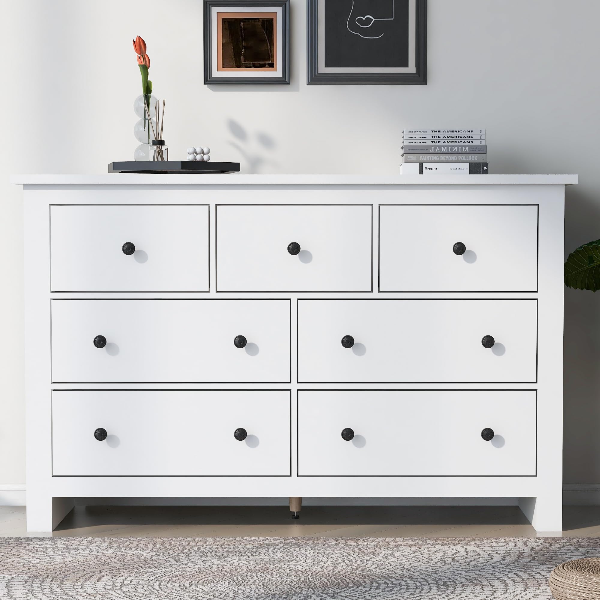 Dolamaní Cassettiera 7 Cassetti Bianco 152x40x89 cm