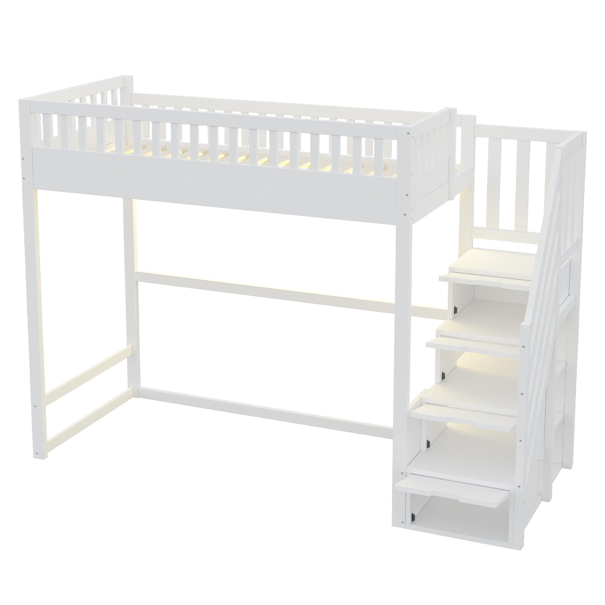 Dolamaní Letto a soppalco 90x200 bianco LED scala