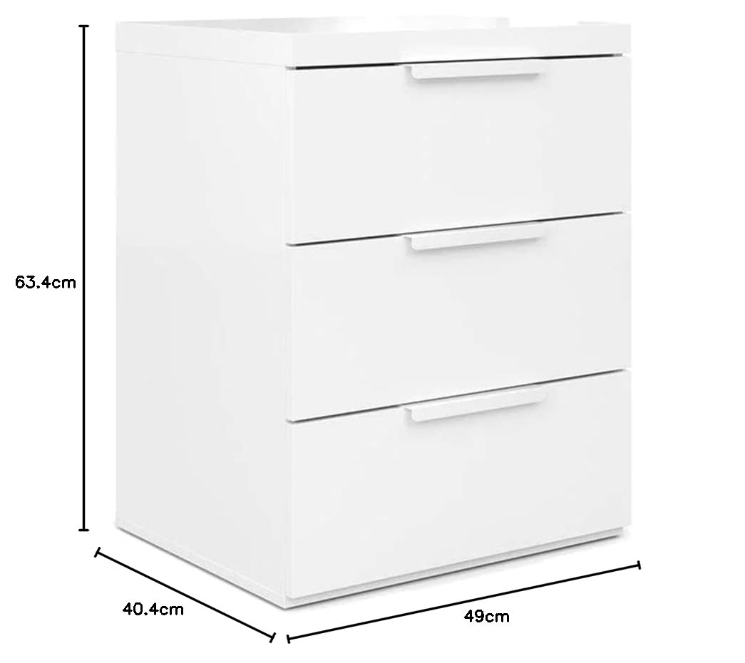 Composad comodino 3 cassetti bianco laccato stretto