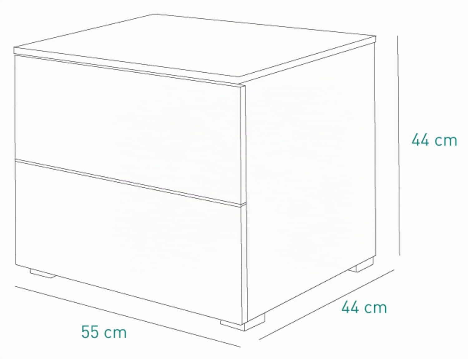 COMPOSAD Privilegio Comodino 2 Cassetti Bianco Laccato 55 cm
