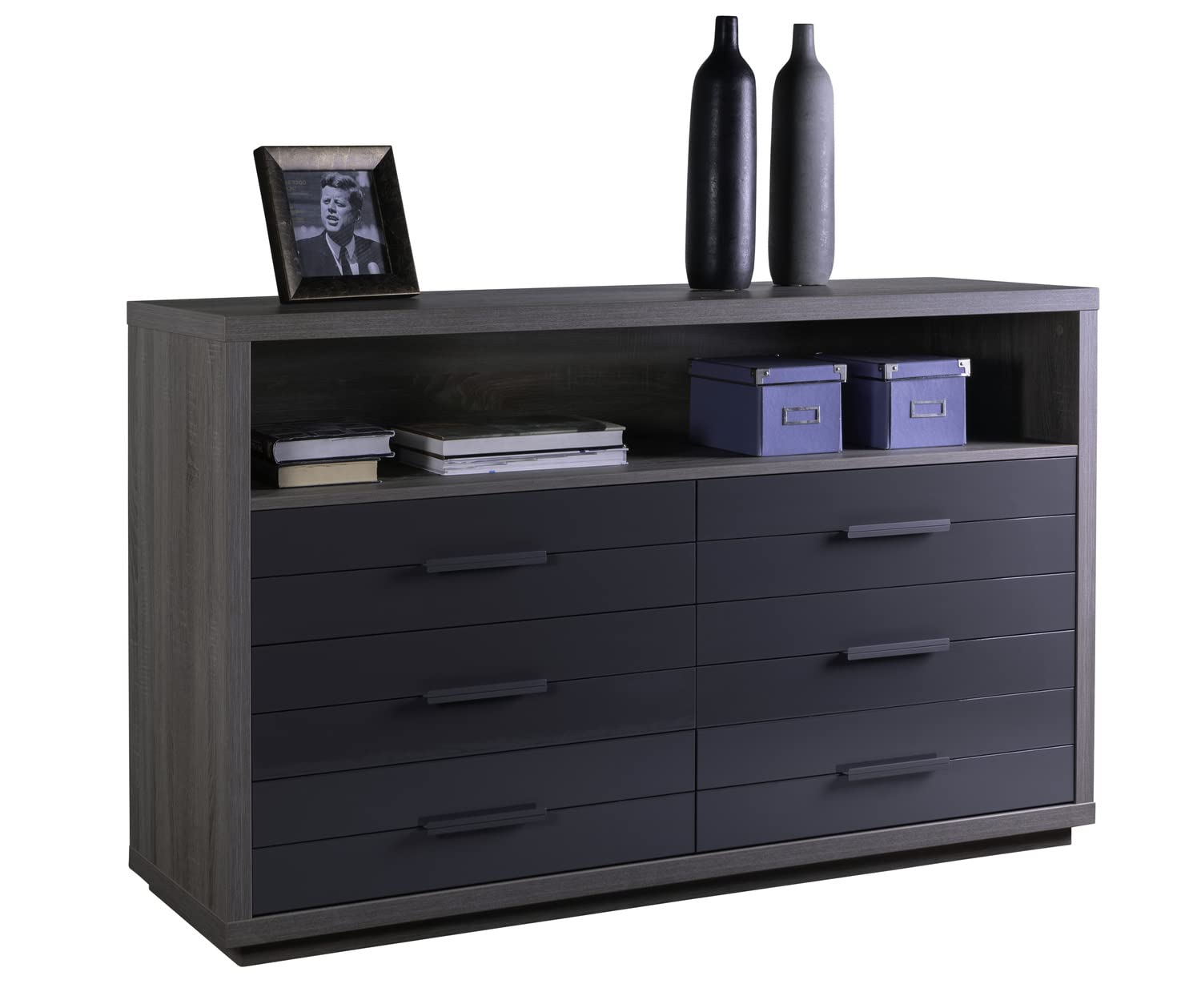 Composad cassettiera 6 cassetti e vano rovere e grigio