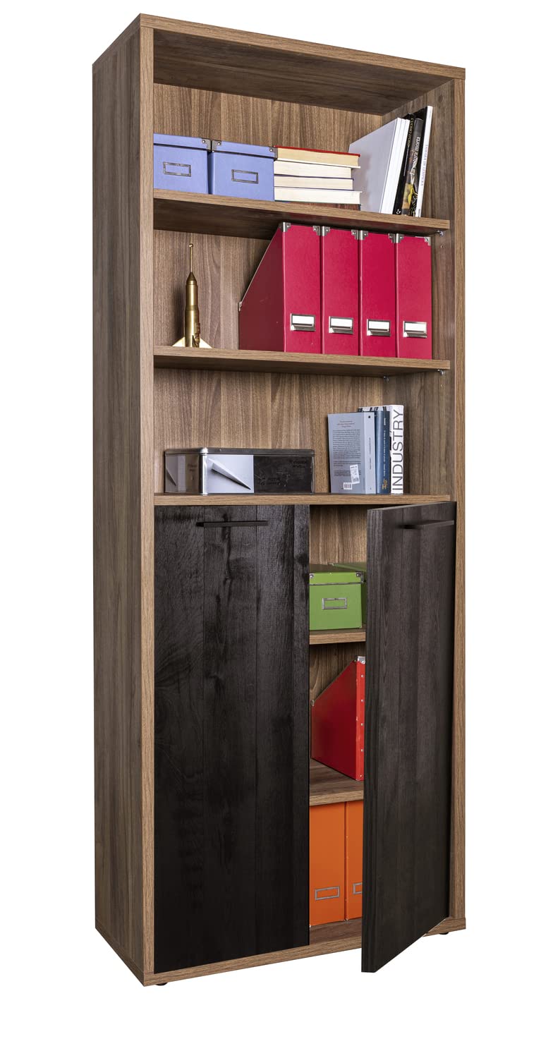 COMPOSAD DAVINCI Libreria Alta 2 Ante 3 Vani Noce e Nero