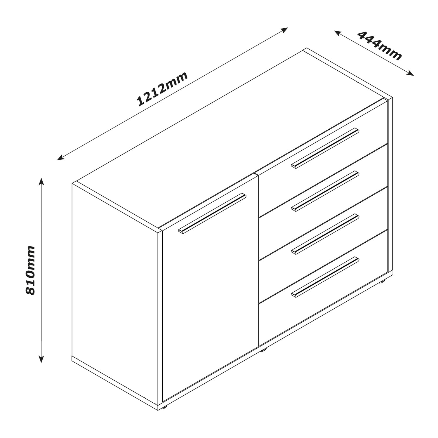COMPOSAD Riserva Madia 1 Anta 4 Cassetti Rovere Titanio
