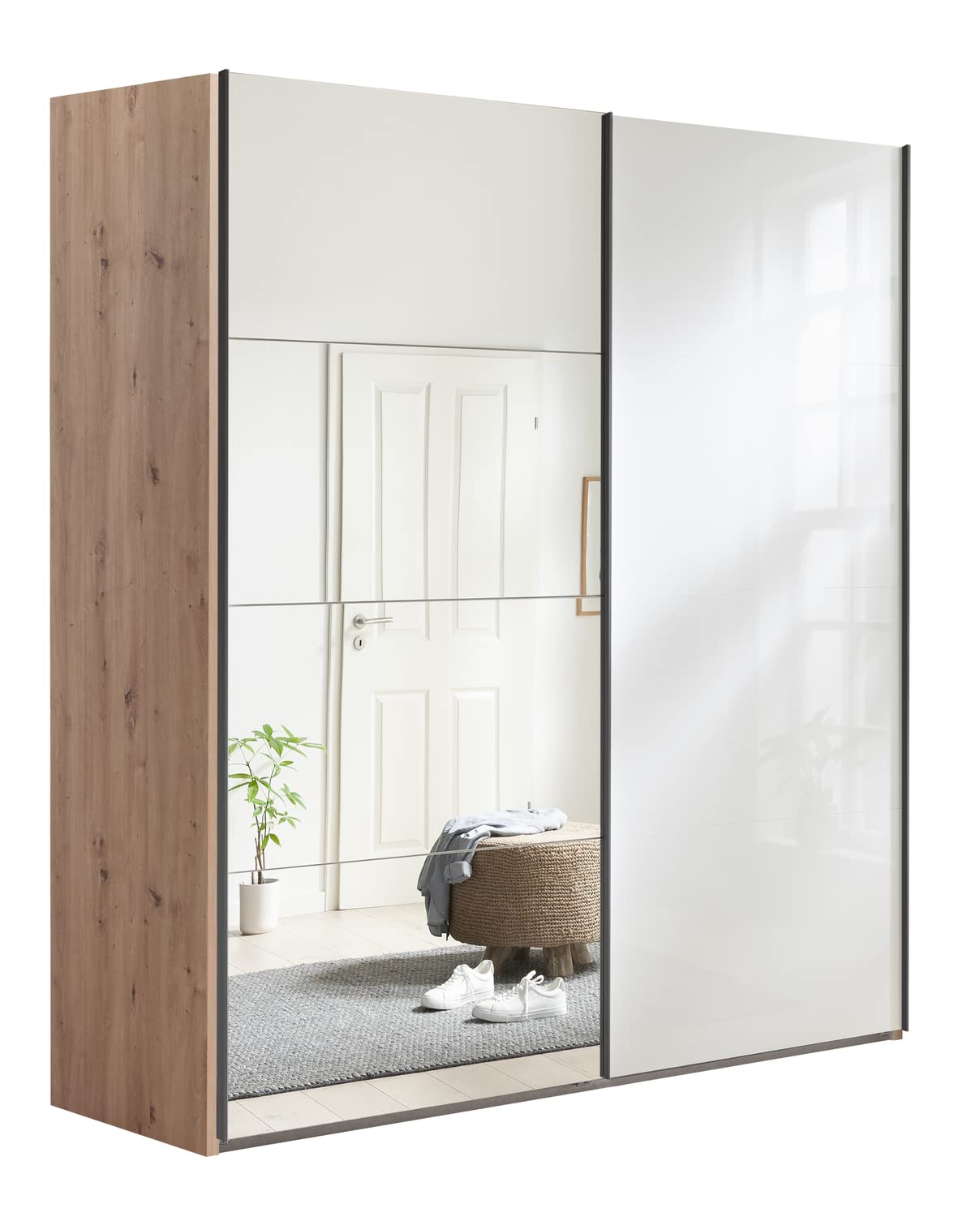 Composad Systema armadio 2 ante scorrevoli 200 specchio rovere bianco