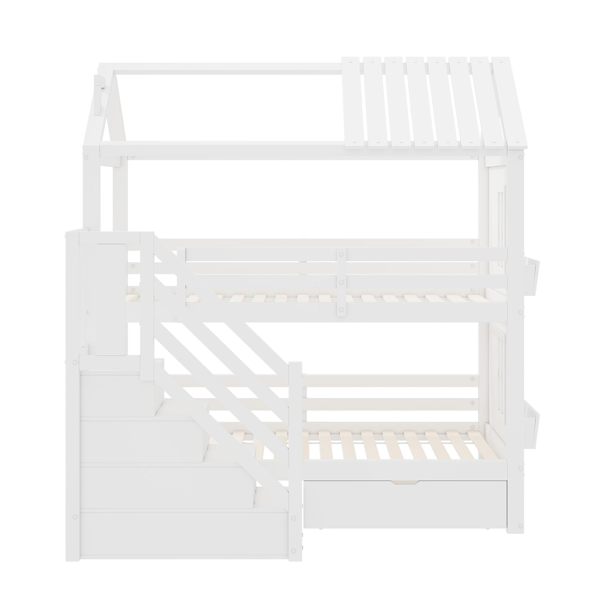 Dolamaní letto a castello bambini bianco 90x200 pino