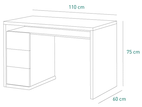 Composad Moneta Scrivania 3 Cassetti Cemento Bianco 110 cm