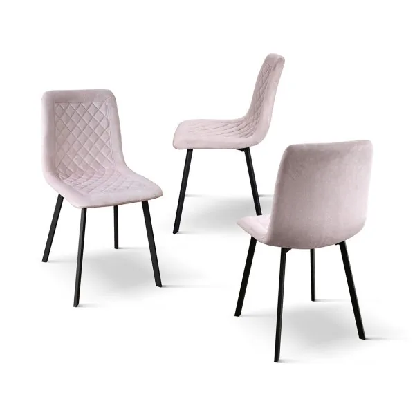Epocantica sedia in velluto trapuntata gambe nere set 4 velluto