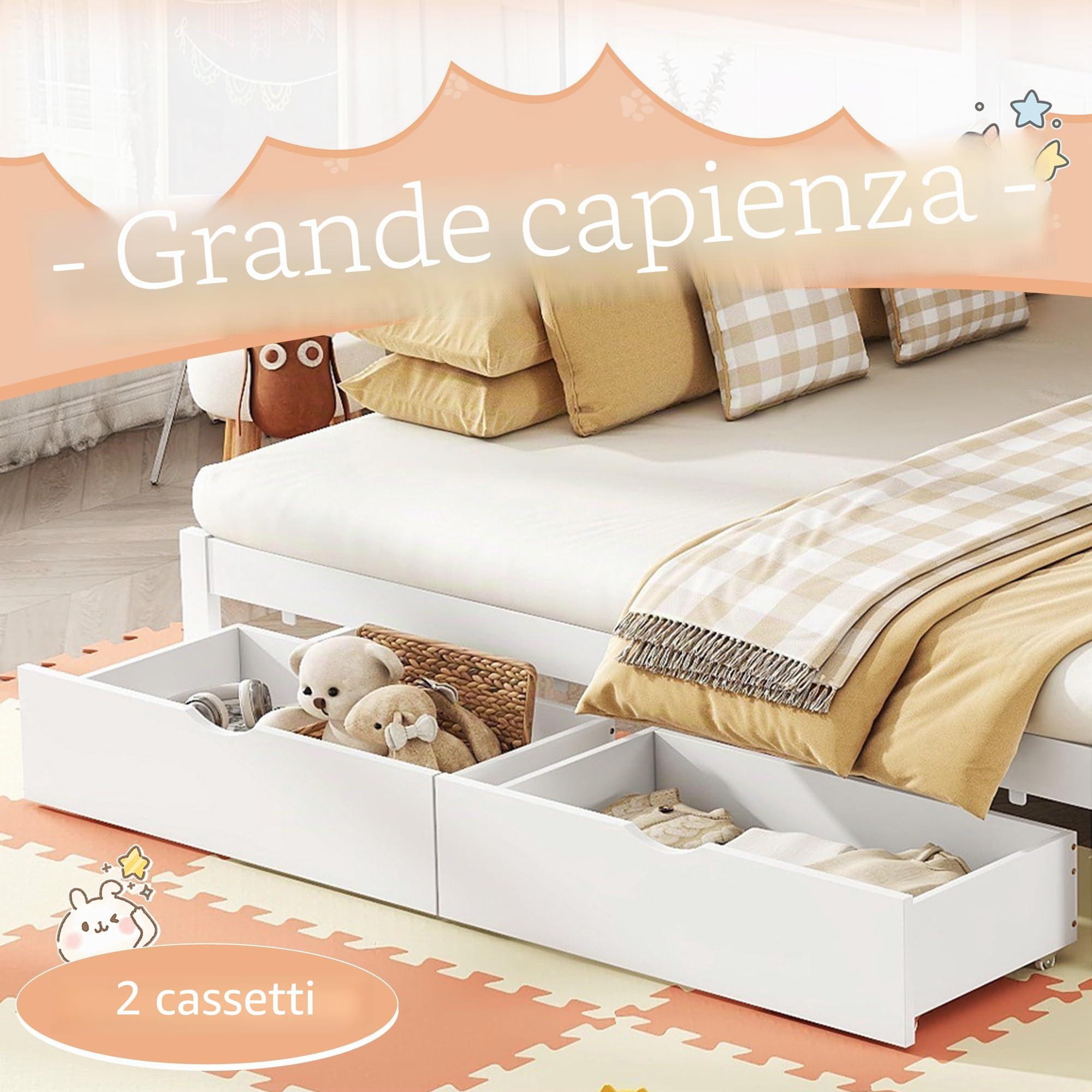 Dolamaní Letto a castello 90x200 bianco con estraibile