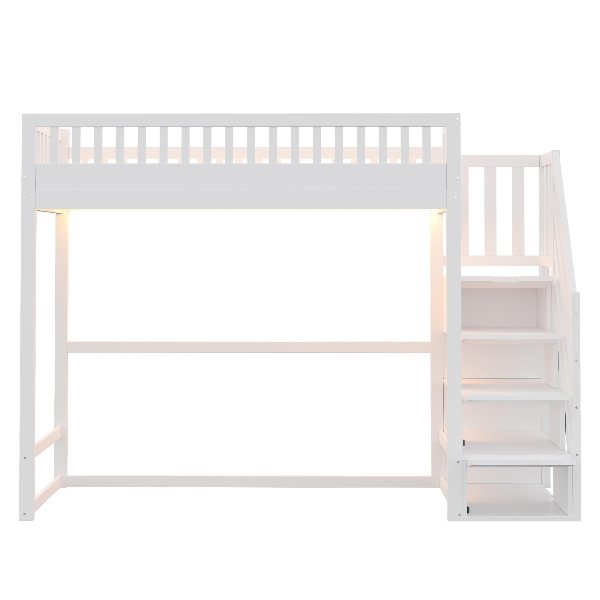 Dolamaní Letto a soppalco 90x200 bianco LED scala