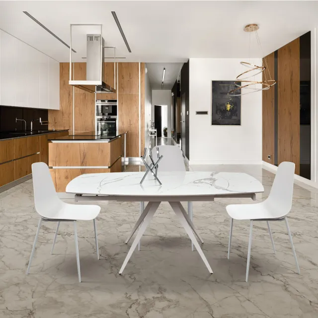 Epocantica Tavolo Allungabile Girevole Ceramica Marmo 180 cm