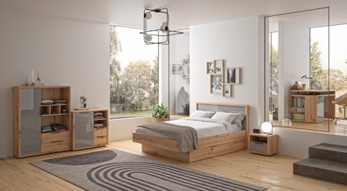 Composad Velata Libreria 1 Anta 2 Cassetti Rovere Grigio 109 cm