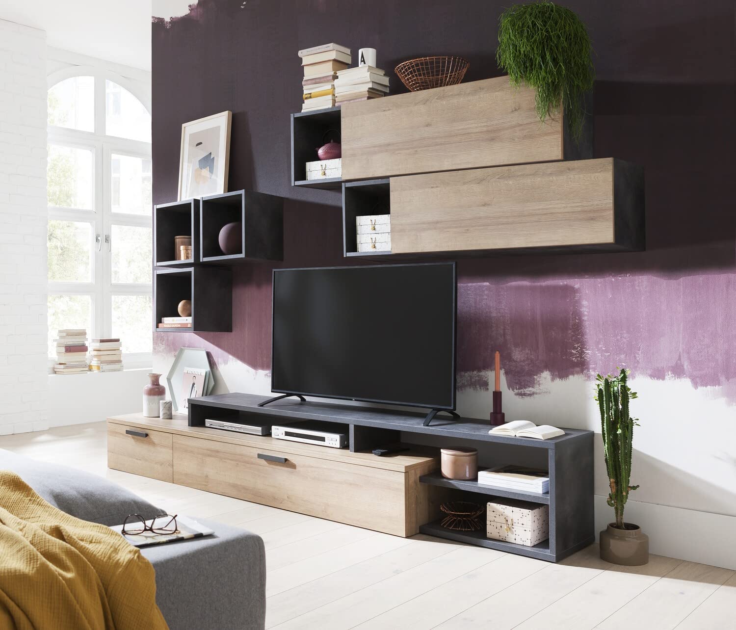 Composad Vittoria Soggiorno Completo 4 Mobili Rovere Grigio