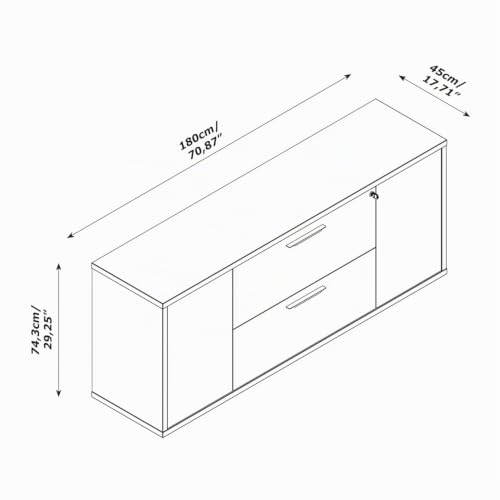 COMPOSAD base multiuso madia bianco rovere 180 cm