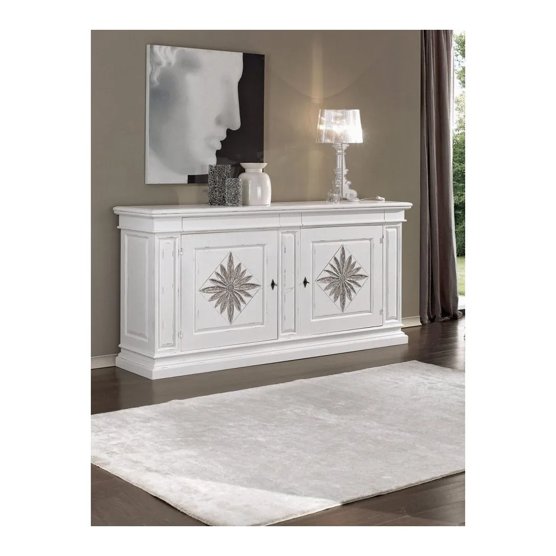 Epocantica Credenza Classica 2 Porte Intaglio 230 cm