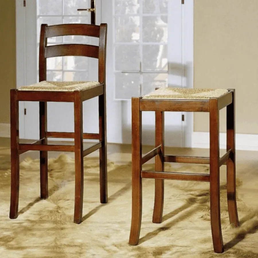 Epocantica sgabello legno seduta paglia 65 cm
