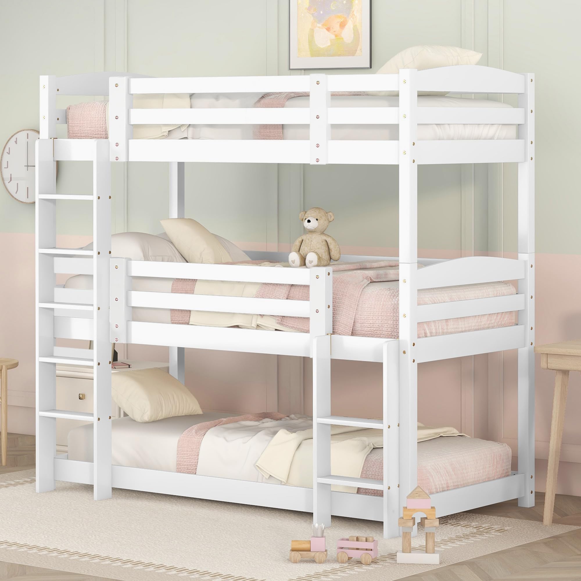 Dolamaní Letto a Castello Triplo 90x200 Bianco in Pino