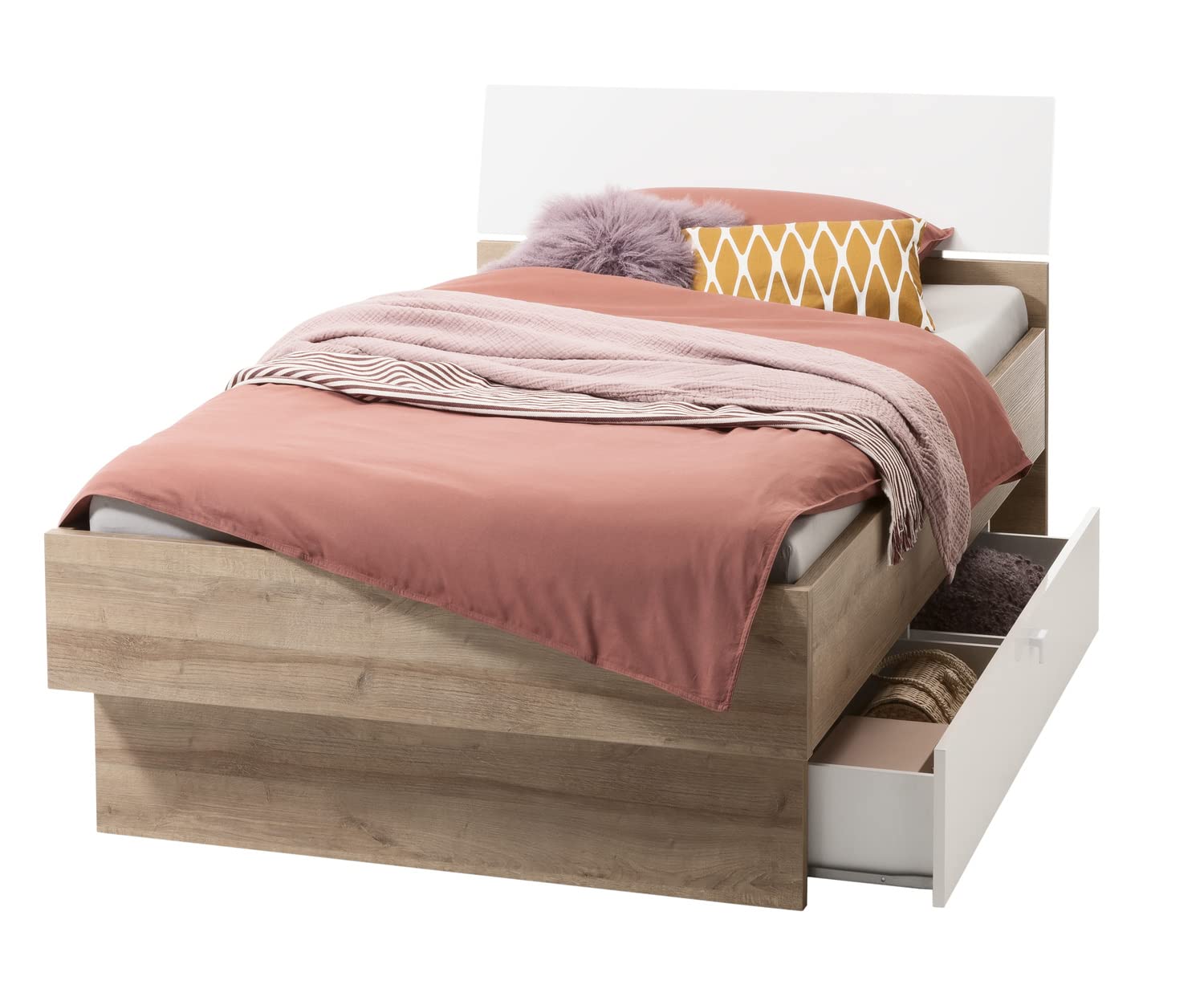 Composad Globo Letto Singolo con Cassetto Rovere Bianco