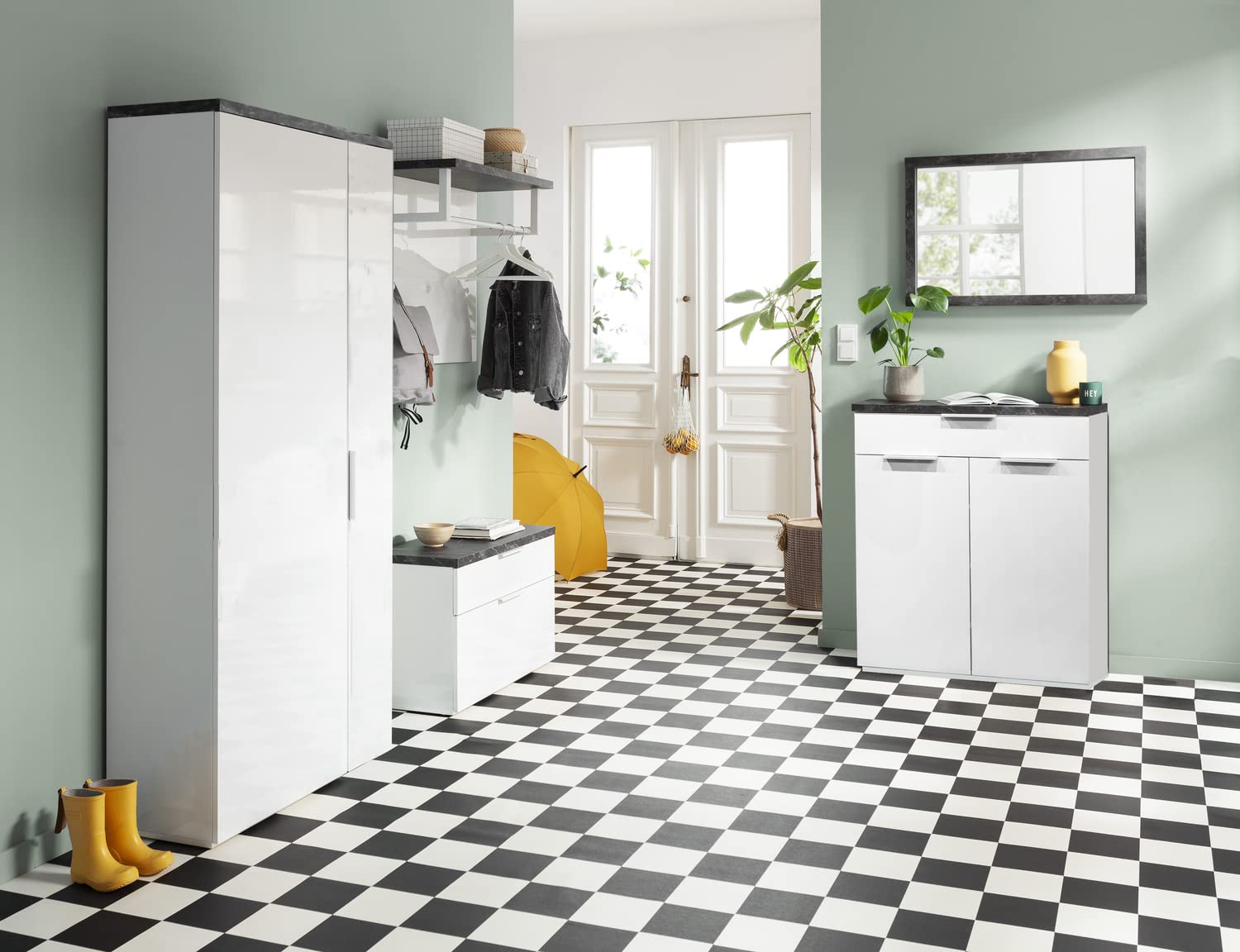 Composad Mundi specchio con cornice legno marmo zebrato