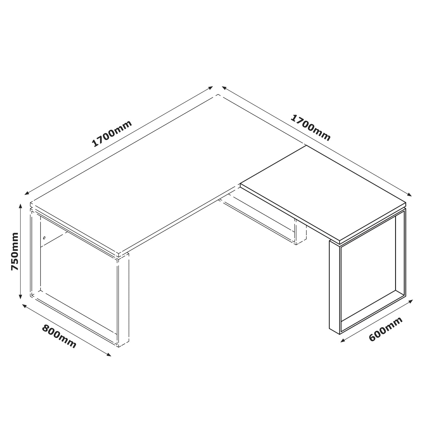 Composad Disegno Set Ufficio 170 e 170 cm K04 Bianco 3 Pezzi