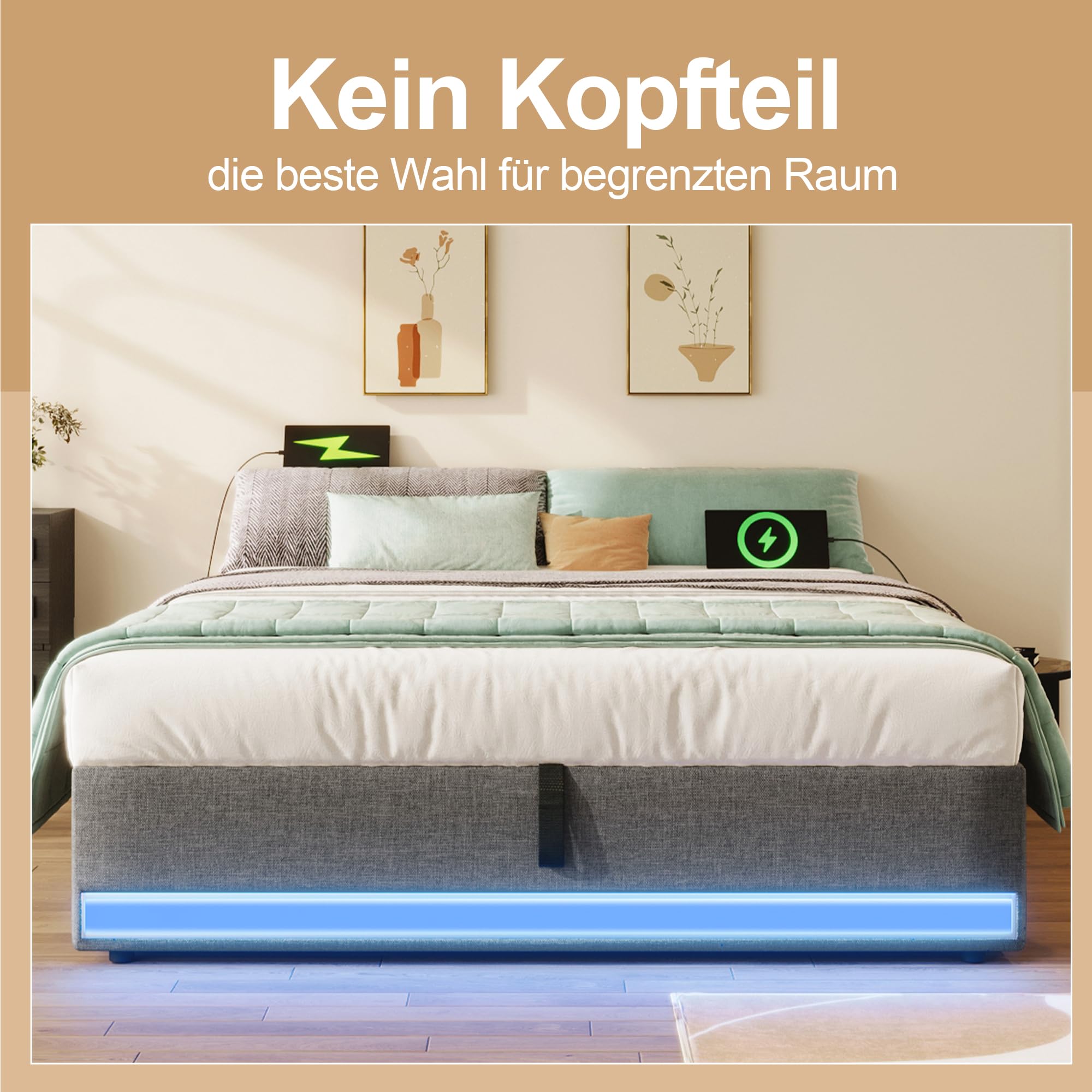 Dolamaní Letto contenitore 140x200 grigio senza testiera