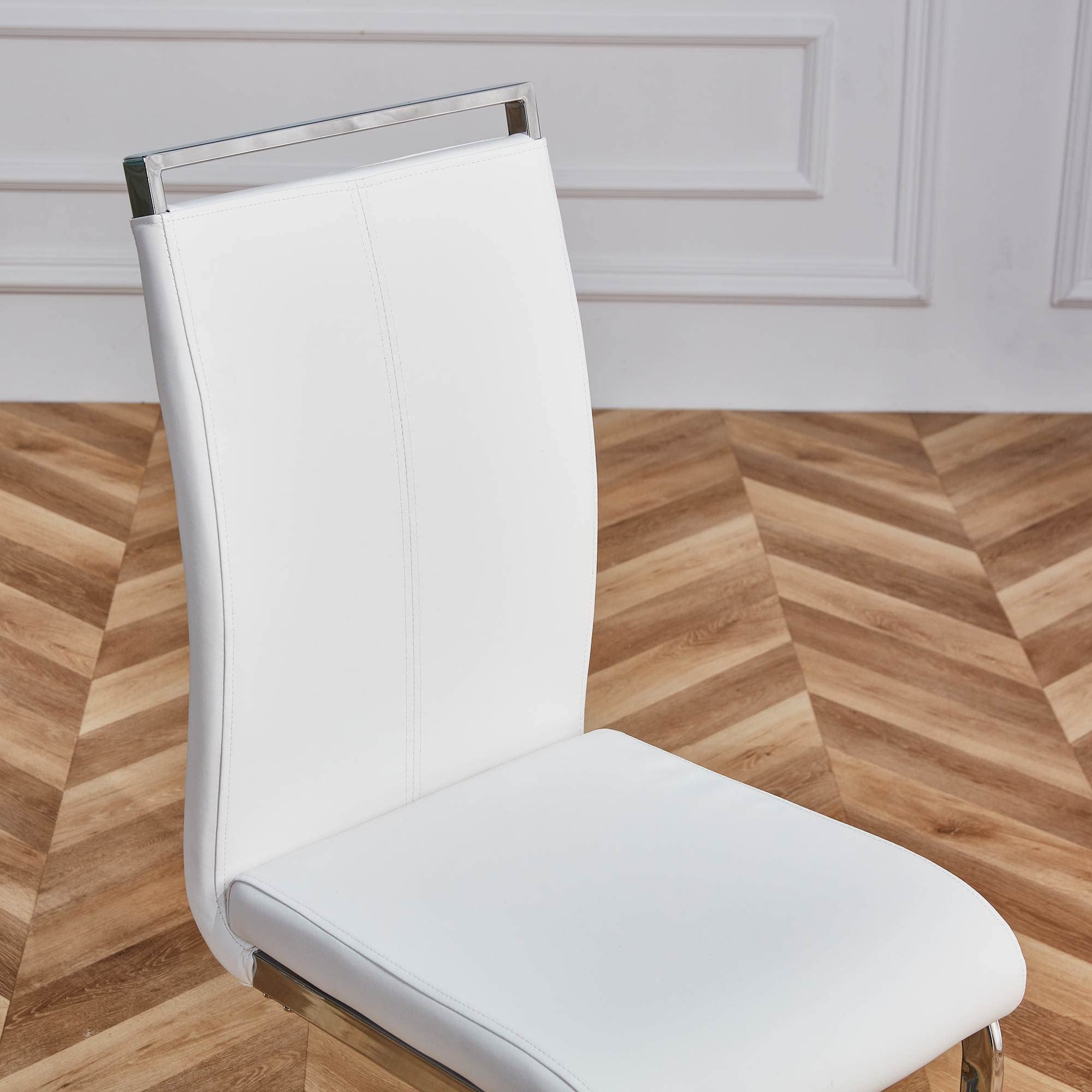 Dolamaní Set 4 sedie da pranzo cantilever bianche similpelle