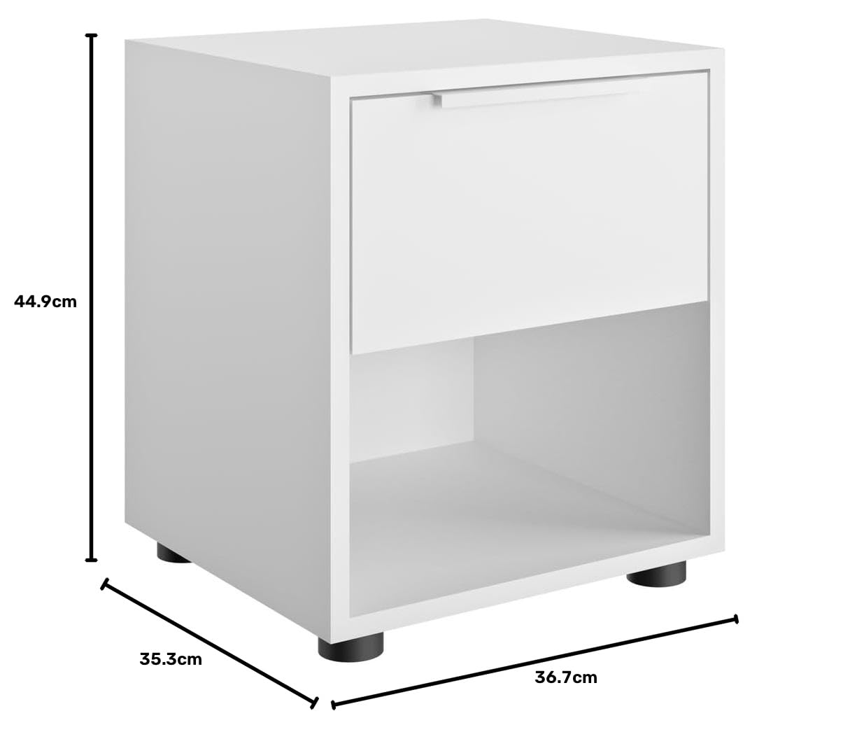 Composad Espresso 1 Cassetto 1 Vano Comodino Bianco 38 cm